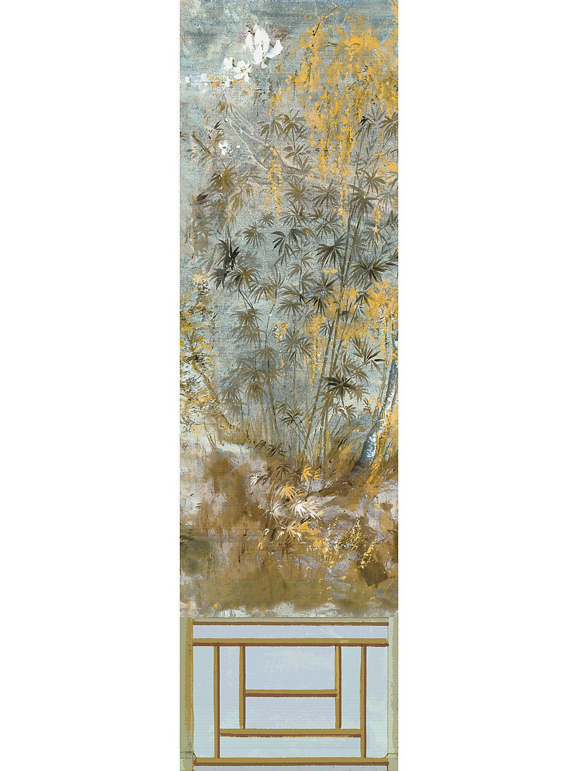 Crested Crane Wheat Blue Wallpaper Panel 1 - nicolettemayer.com