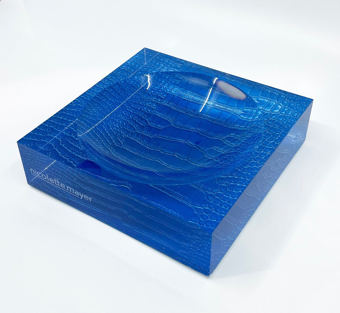 Crocodile Kyoto Blue Acrylic Candy Bowl 6x6 - nicolettemayer.com