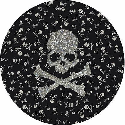 Crossbones Large Black 16&quot; Round Pebble Placemat Set of 4 - nicolettemayer.com