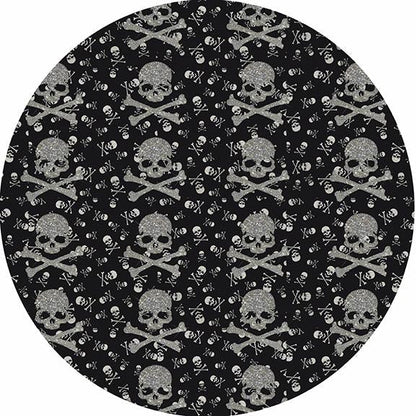 Crossbones Small Black 16&quot; Round Pebble Placemat Set of 4 - nicolettemayer.com