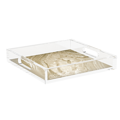 Crystal Dark Gold Acrylic Decorative Tray, 12 x 12 in., 15 x 15 in., 18 x 18 in. by Nicolette Mayer
