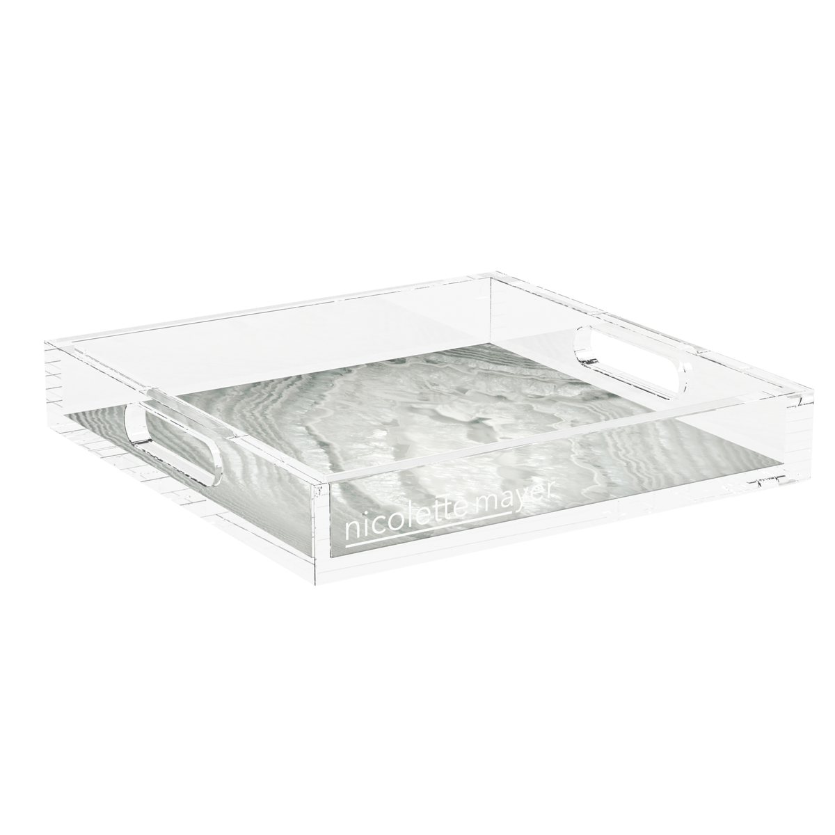 Crystal Gravel Acrylic Decorative Tray, 12 x 12 in., 15 x 15 in., 18 x 18 in. by Nicolette Mayer