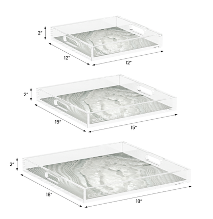 Crystal Gravel Acrylic Decorative Tray, 12 x 12 in., 15 x 15 in., 18 x 18 in. by Nicolette Mayer