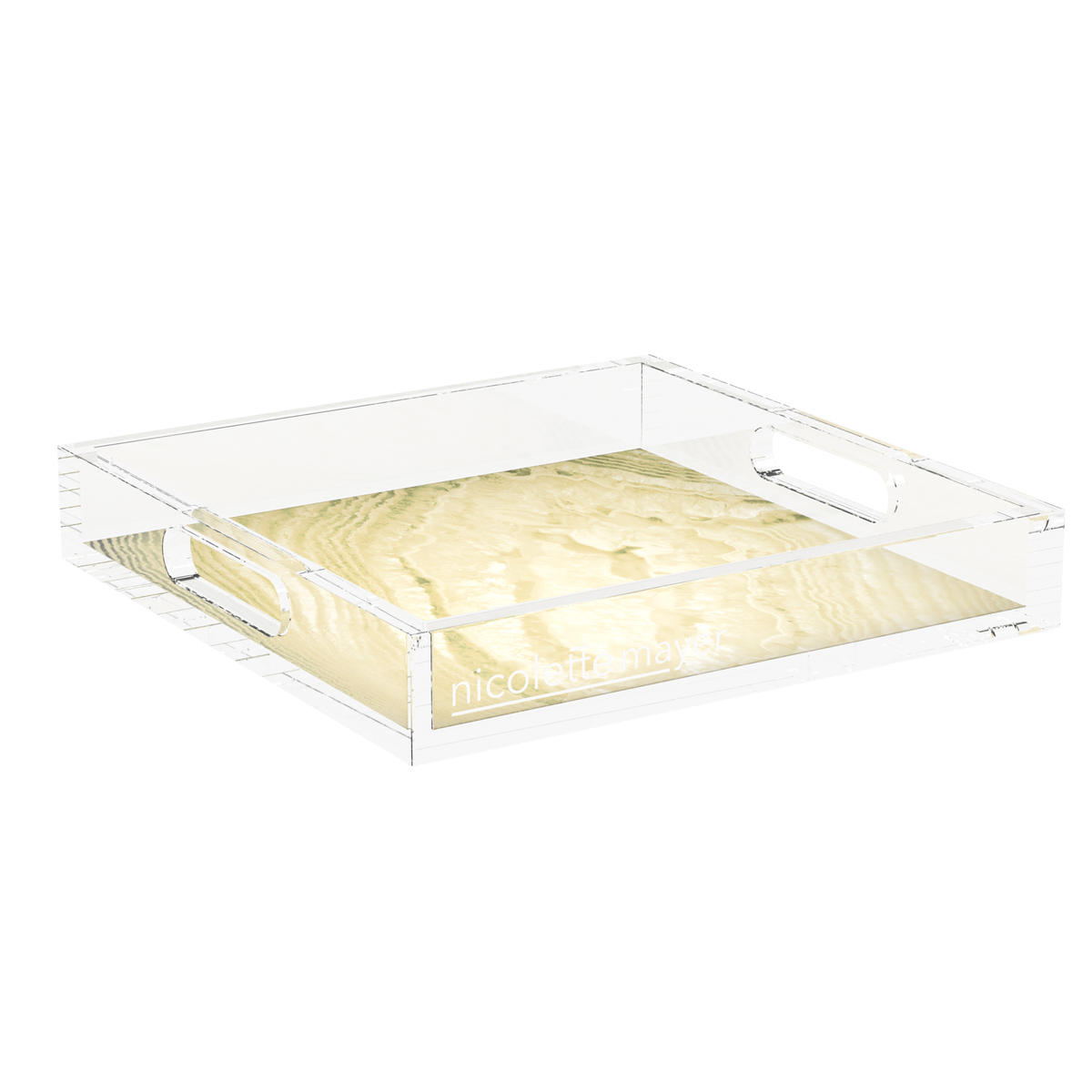 Crystal Light Gold Acrylic Decorative Tray, 12 x 12 in., 15 x 15 in., 18 x 18 in. by Nicolette Mayer