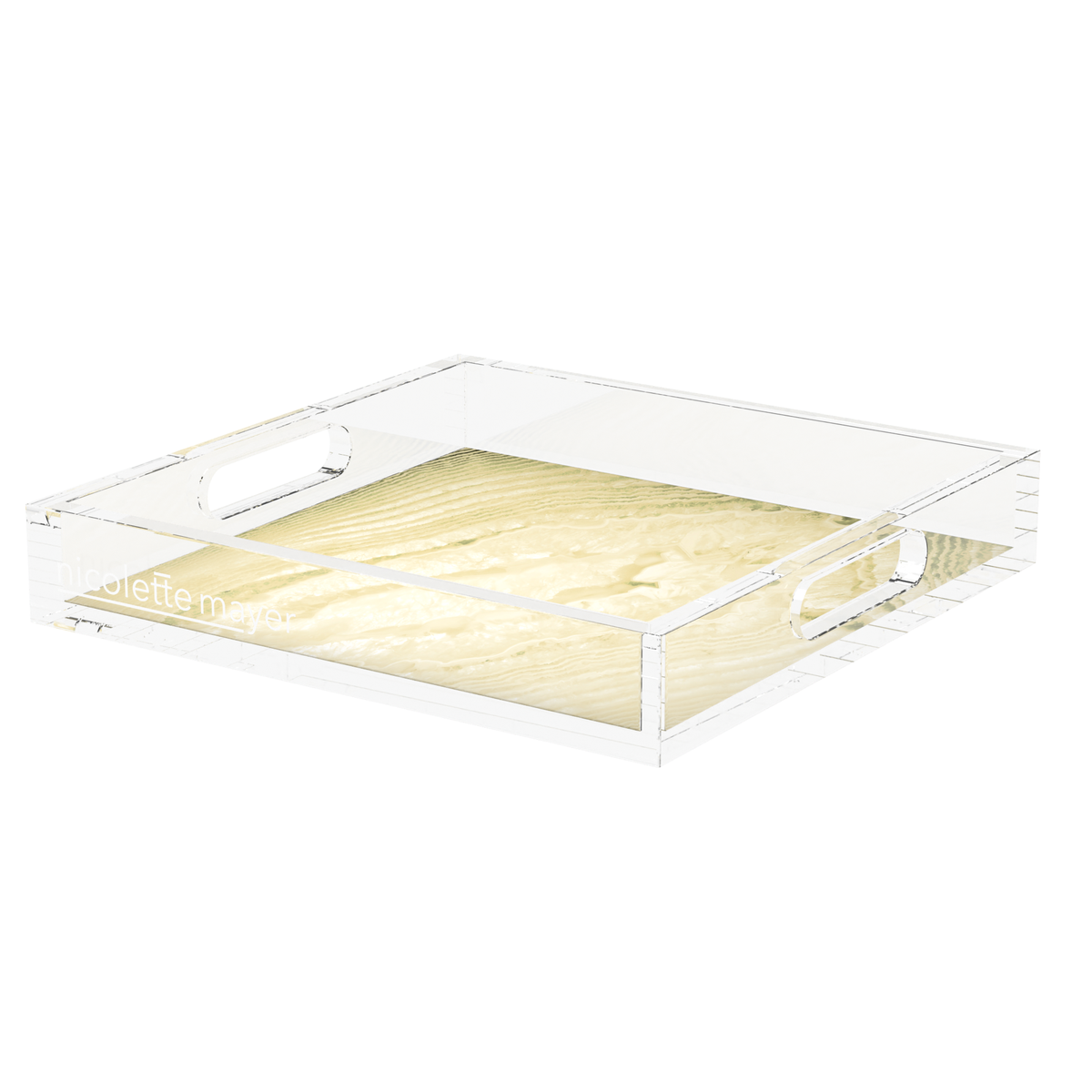 Crystal Light Gold Acrylic Decorative Tray, 12 x 12 in., 15 x 15 in., 18 x 18 in. by Nicolette Mayer