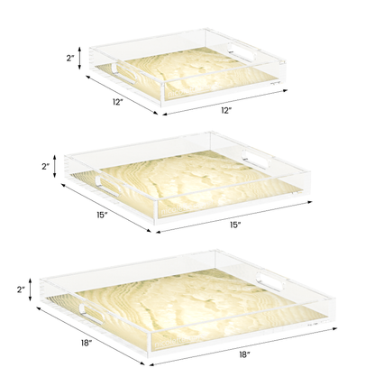 Crystal Light Gold Acrylic Decorative Tray, 12 x 12 in., 15 x 15 in., 18 x 18 in. by Nicolette Mayer