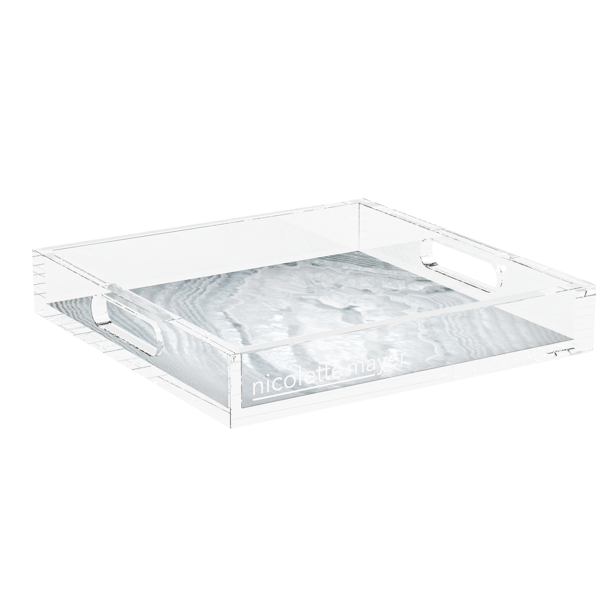 Crystal Light Silver Acrylic Decorative Tray, 12 x 12 in., 15 x 15 in., 18 x 18 in. by Nicolette Mayer