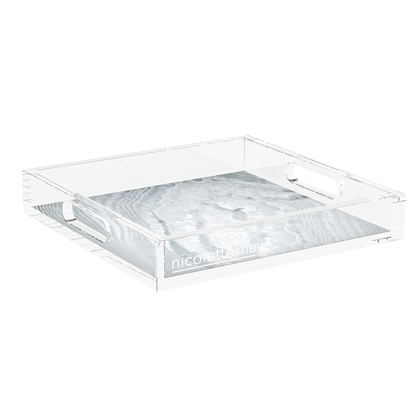 Crystal Light Silver Acrylic Decorative Tray, 12 x 12 in., 15 x 15 in., 18 x 18 in. by Nicolette Mayer