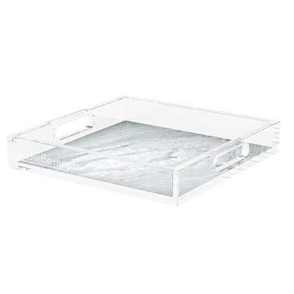 Crystal Light Silver Acrylic Decorative Tray, 12 x 12 in., 15 x 15 in., 18 x 18 in. by Nicolette Mayer