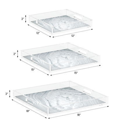 Crystal Light Silver Acrylic Decorative Tray, 12 x 12 in., 15 x 15 in., 18 x 18 in. by Nicolette Mayer