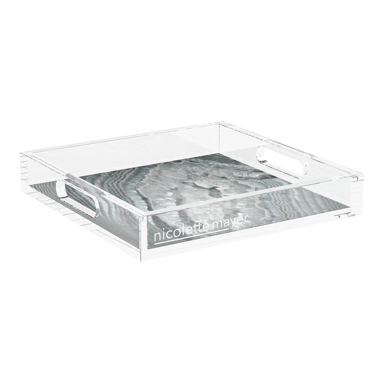 Crystal Platinum Acrylic Decorative Tray, 12 x 12 in., 15 x 15 in., 18 x 18 in. by Nicolette Mayer