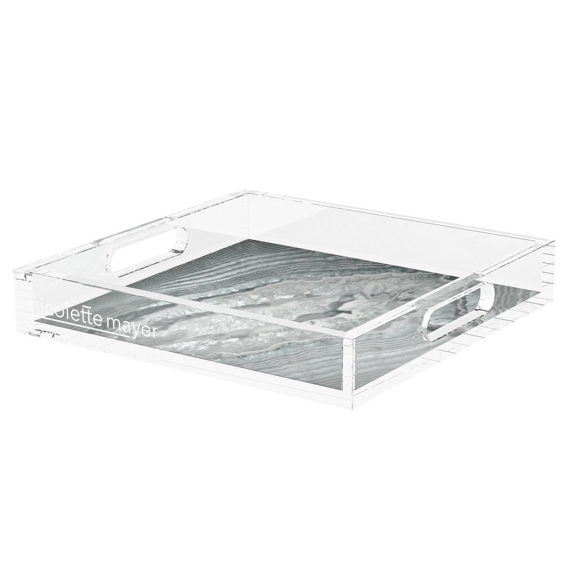 Crystal Platinum Acrylic Decorative Tray, 12 x 12 in., 15 x 15 in., 18 x 18 in. by Nicolette Mayer