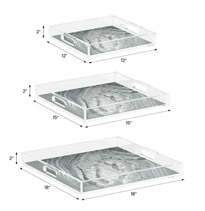 Crystal Platinum Acrylic Decorative Tray, 12 x 12 in., 15 x 15 in., 18 x 18 in. by Nicolette Mayer