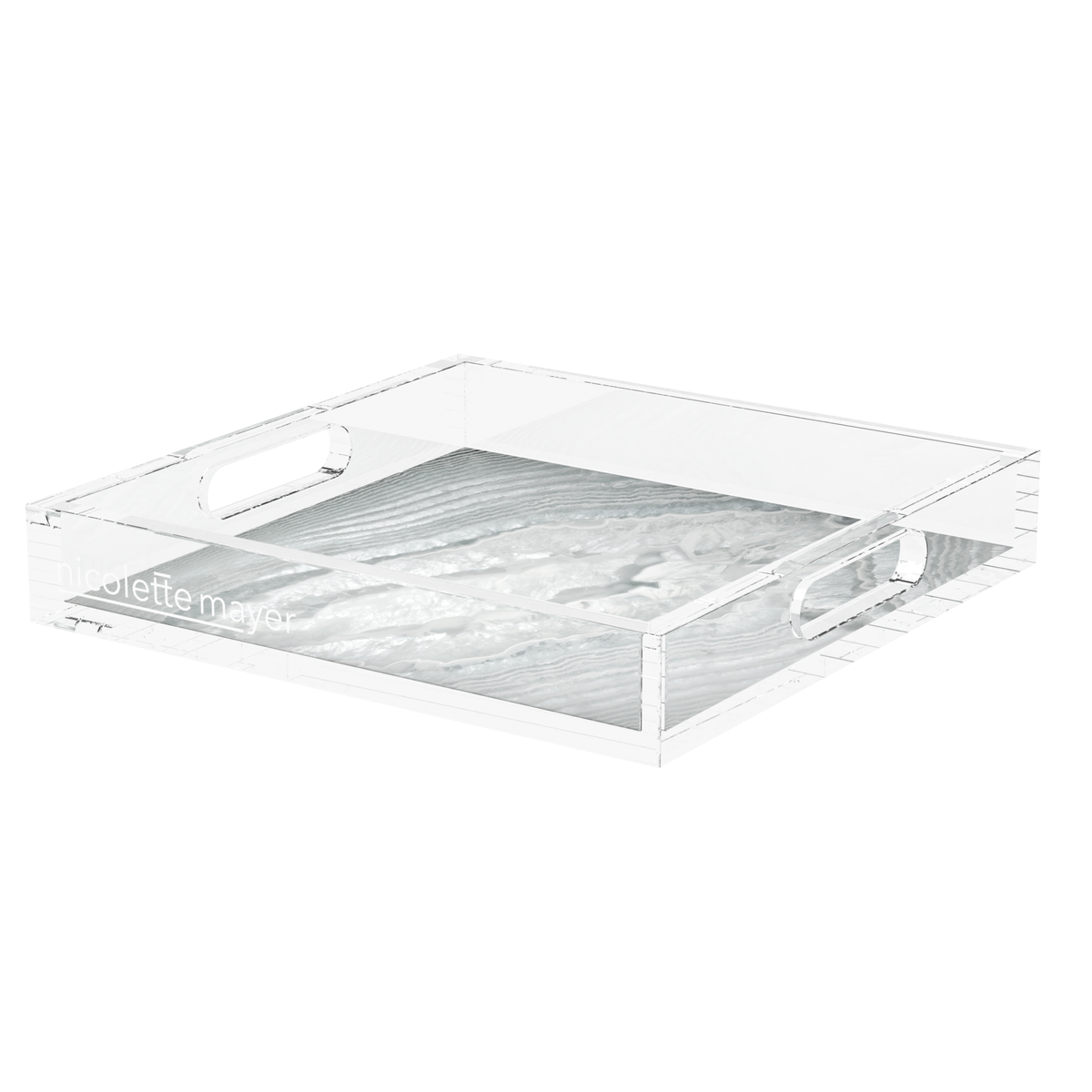 Crystal White Acrylic Decorative Tray, 12 x 12 in., 15 x 15 in., 18 x 18 in. by Nicolette Mayer