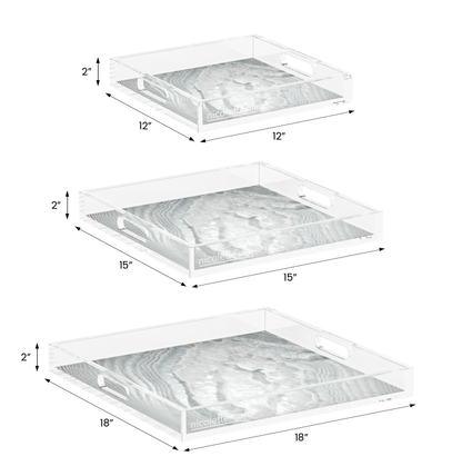 Crystal White Acrylic Decorative Tray, 12 x 12 in., 15 x 15 in., 18 x 18 in. by Nicolette Mayer
