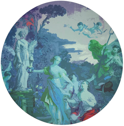 Cyprus Picnic Cyan 16 Round Pebble Placemats, Set Of 4 - nicolettemayer.com