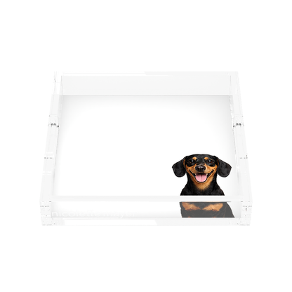 Dachshund Dog Acrylic Decorative Tray, front, by Nicolette Mayer