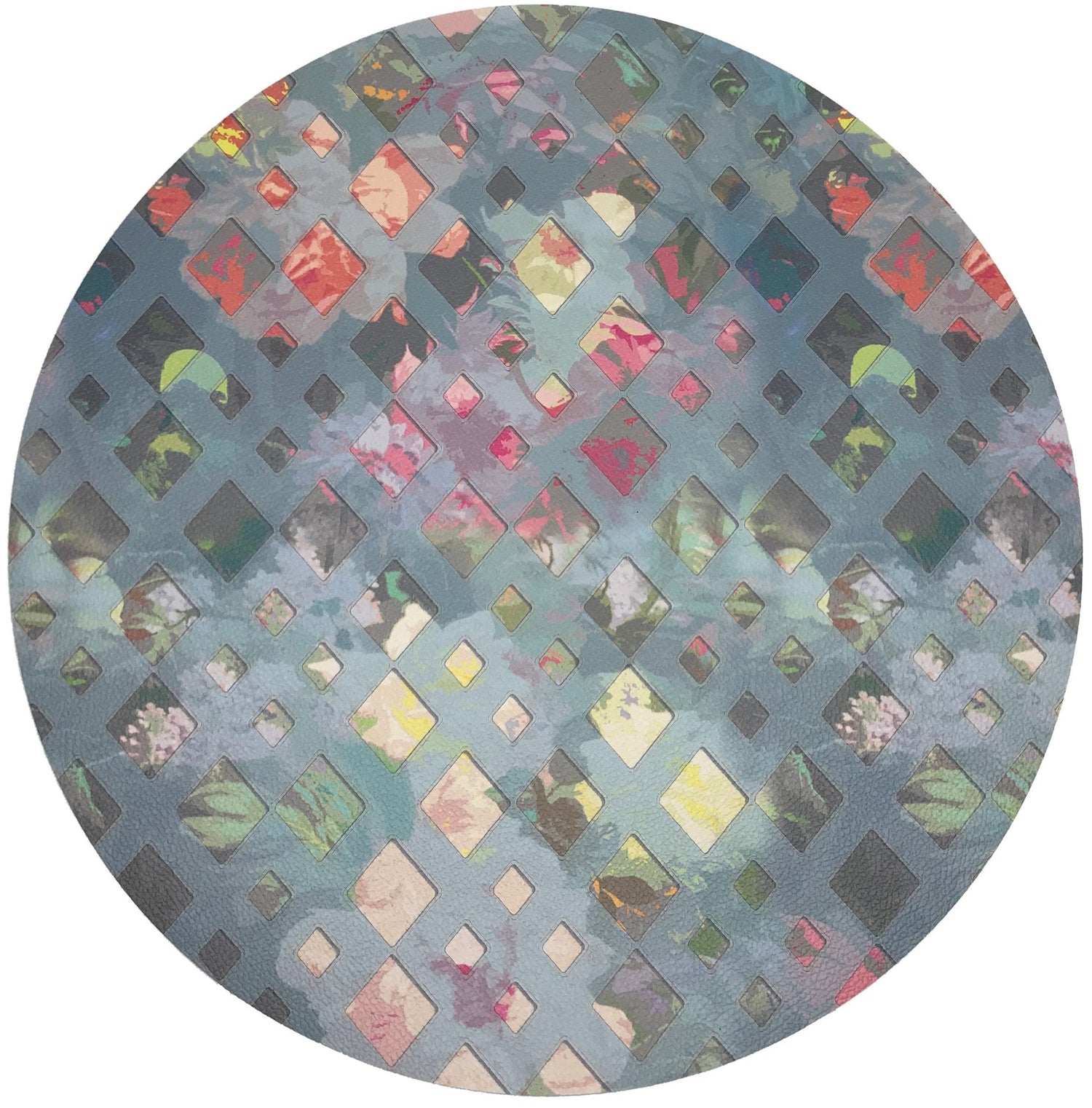 Defosse Trellis Perlblau 16 Round Pebble Placemat, Set Of 4 - nicolettemayer.com