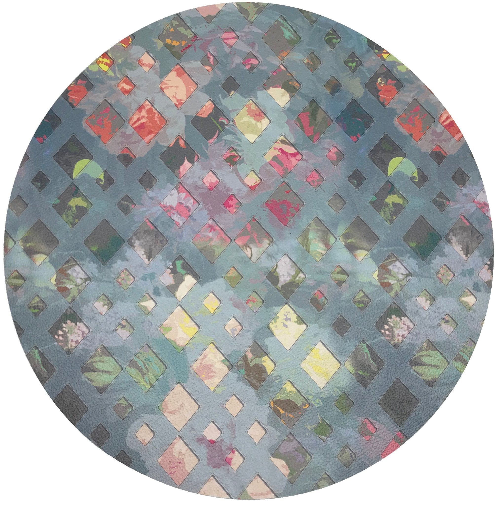Defosse Trellis Perlblau 16 Round Pebble Placemat, Set Of 4 - nicolettemayer.com
