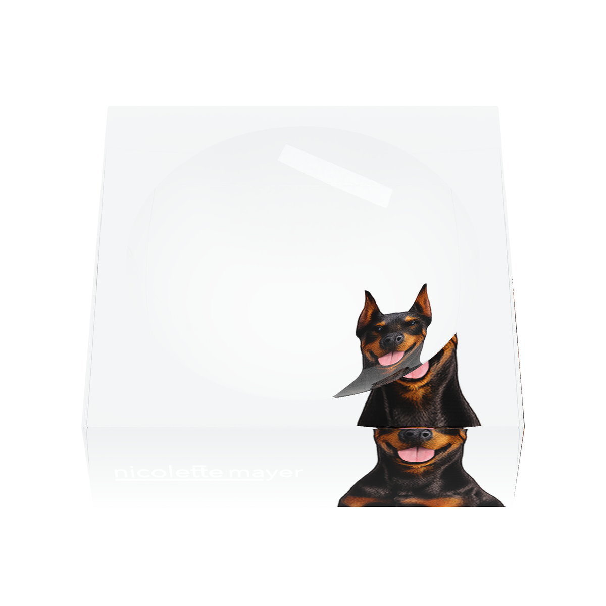 Doberman Dog Acrylic Candy Catchall Dish, front, by Nicolette Mayer