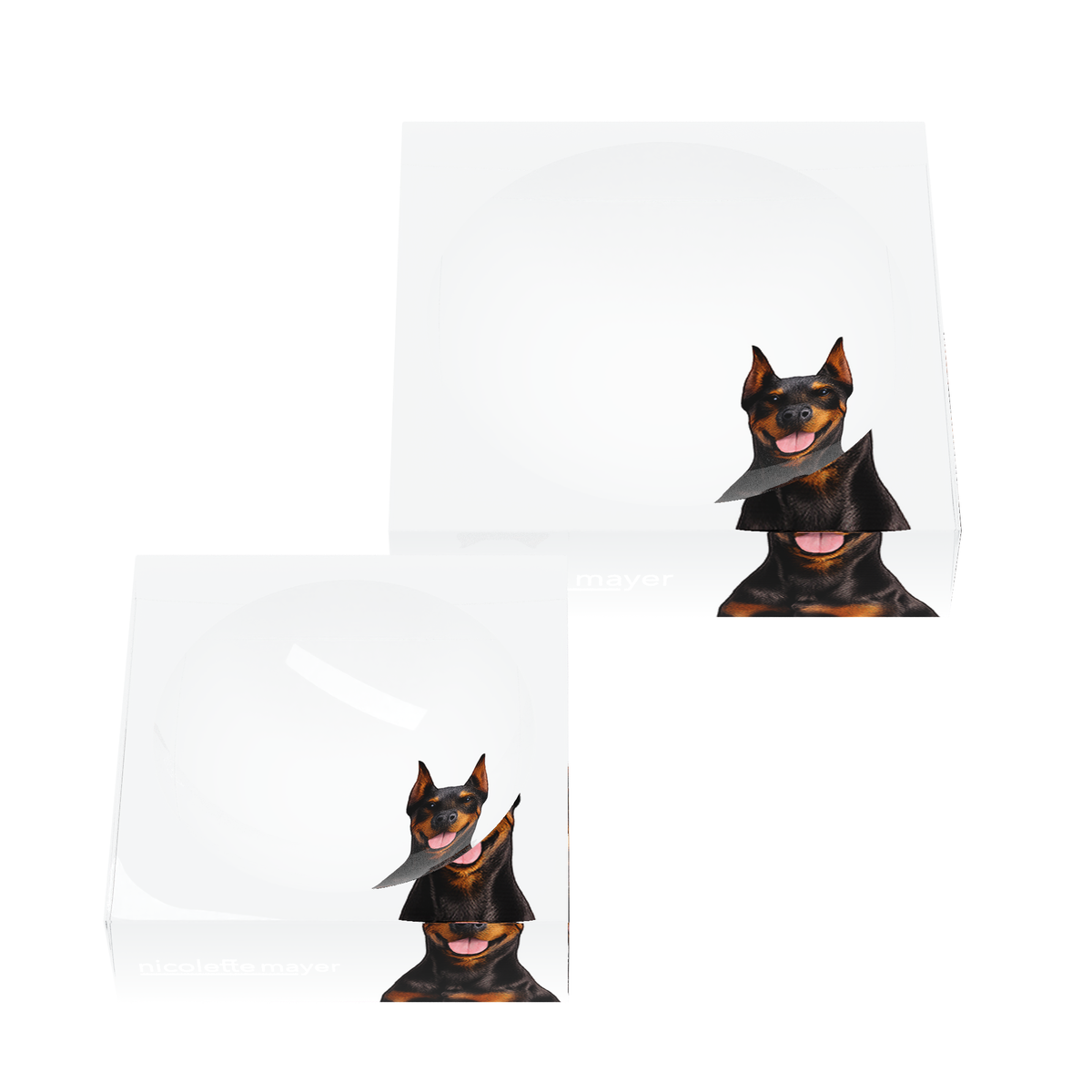 Doberman Dog Acrylic Candy Catchall Dish, set of two, by Nicolette Mayer