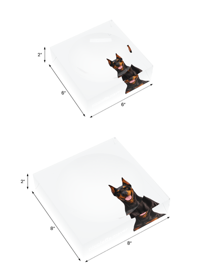 Doberman Dog Acrylic Candy Catchall Dish, both sizes, by Nicolette Mayer