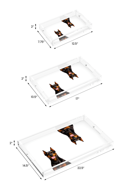 Doberman Dog Acrylic Rectangle Tray, all three sizes, by Nicolette Mayer