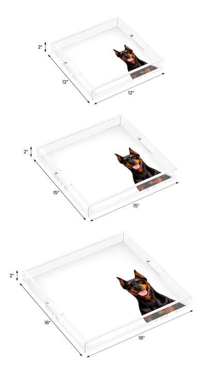 Doberman Dog Acrylic Decorative Tray, all three sizes, by Nicolette Mayer