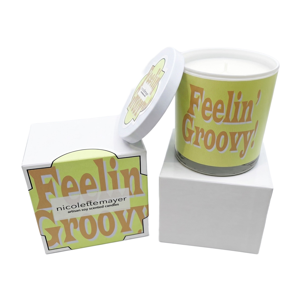 Feelin Groovy Yellow Brown Avocado Candle - nicolettemayer.com