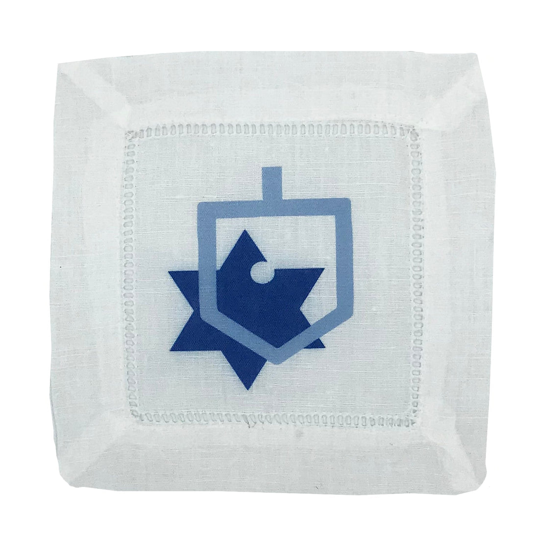 Dreidel 6X6&quot; Hemstitch Cocktail Napkins, Set Of 4 - nicolettemayer.com
