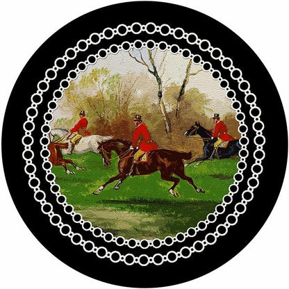 English Hunting Black 16&quot; Round Pebble Placemat Set of 4 - nicolettemayer.com