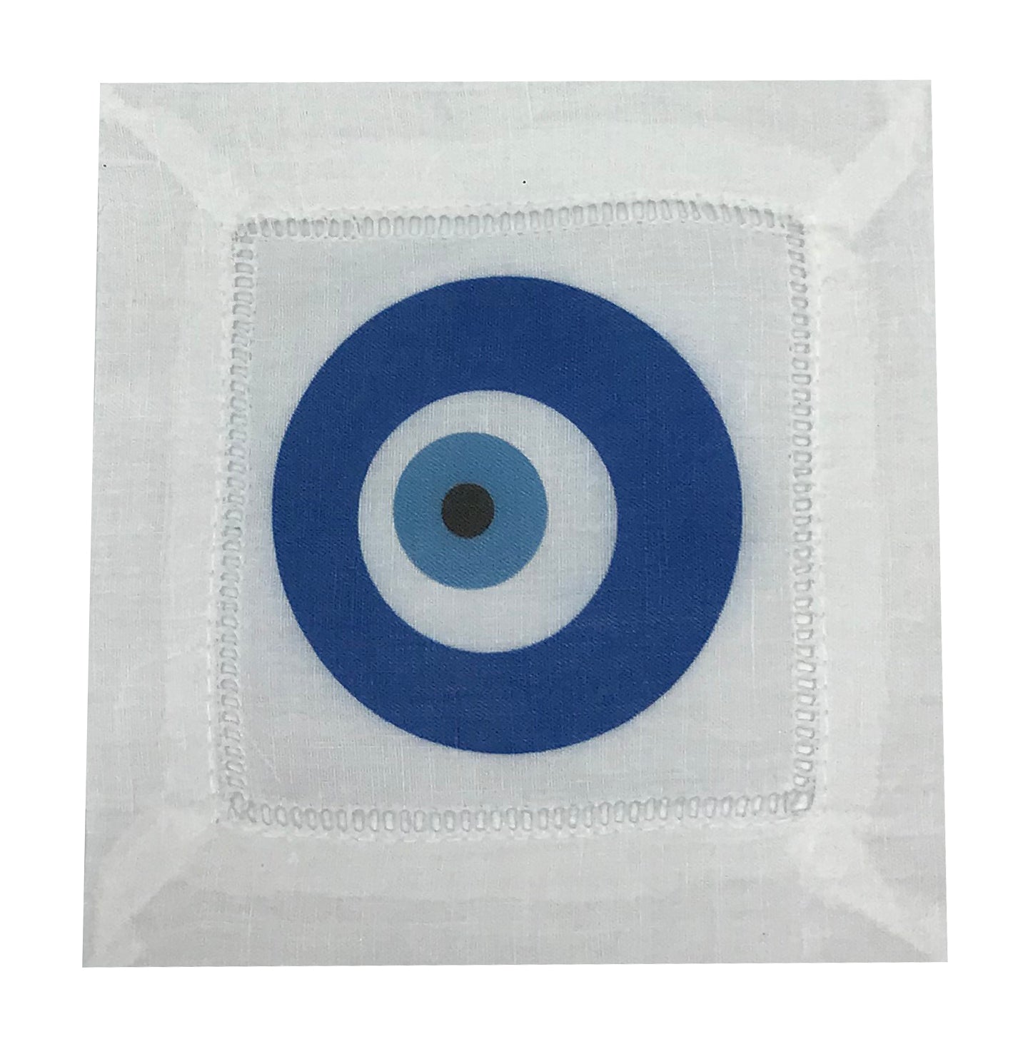 EVIL EYE WHITE 6&quot;X6&quot; HEMSTITCH COCKTAIL NAPKINS, SET OF 4 - nicolettemayer.com