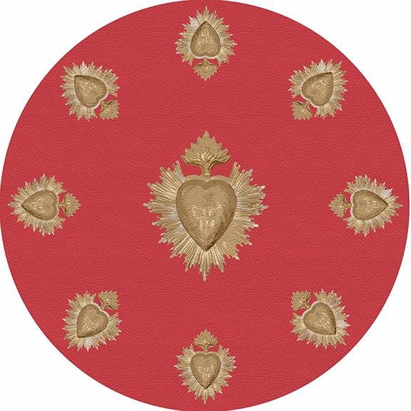 Ex Vote Crimson 16&quot; Round Pebble Placemat Set of 4 - nicolettemayer.com