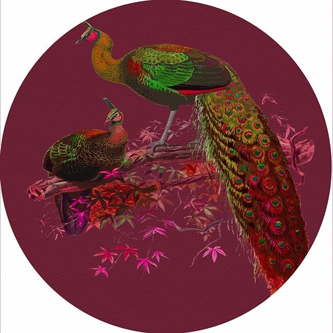 Family Pheasants Pinot 16&quot; Round Pebble Placemat Set of 4 - nicolettemayer.com