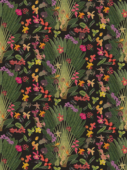 Fantasy Tropical Black Wallpaper, Per Yard - nicolettemayer.com