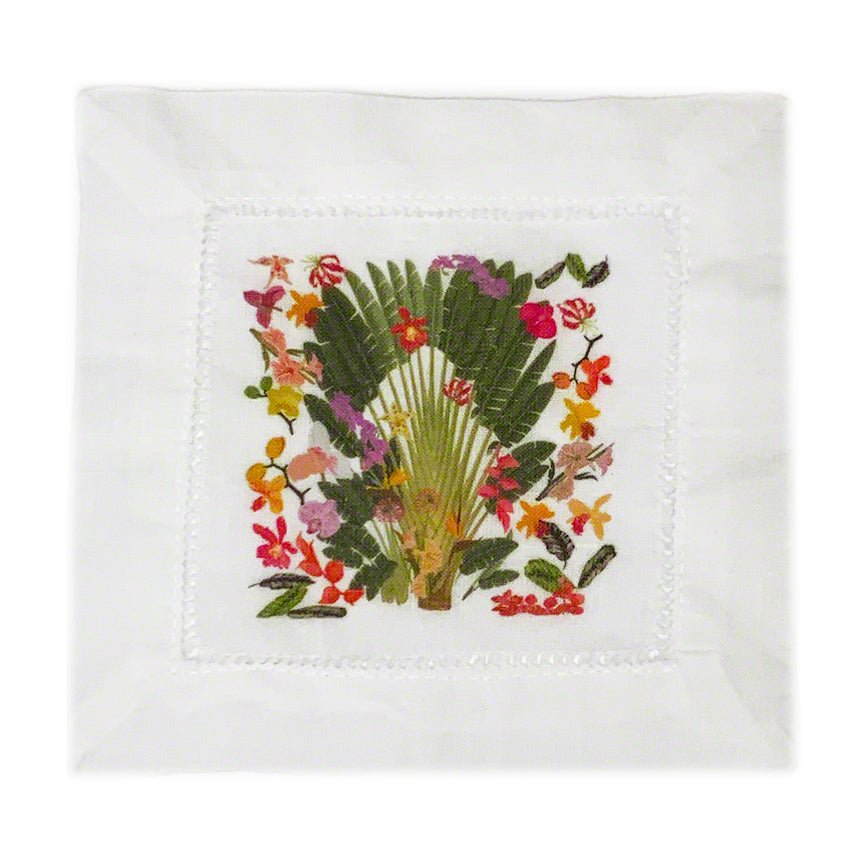 FANTASY TROPICAL WHITE 6X6 HEMSTITCH COCKTAIL NAPKINS, SET OF 4 - nicolettemayer.com