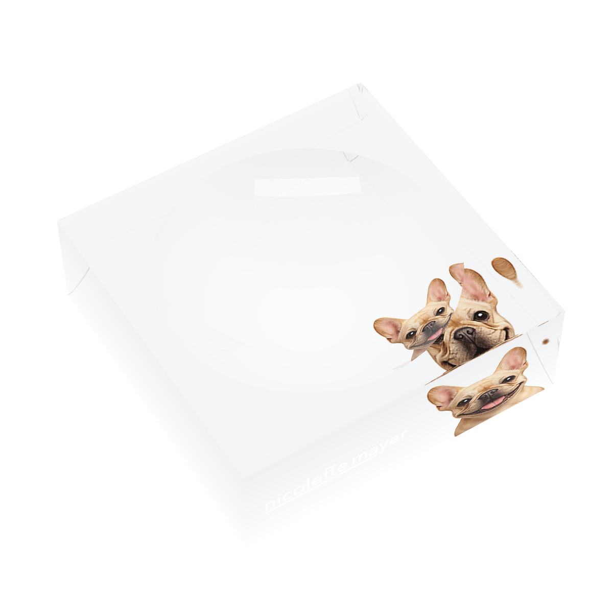 French Bulldog Acrylic Candy Catchall Dish, left three-quarter, by Nicolette Mayer