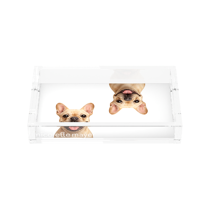 French Bulldog Acrylic Rectangle Tray, front, by Nicolette Mayer