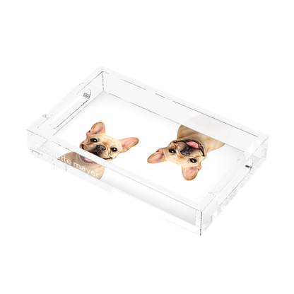 French Bulldog Acrylic Rectangle Tray, right three-quarter, by Nicolette Mayer