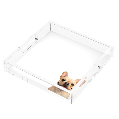French Bulldog Acrylic Decorative Tray, right three-quarter, by Nicolette Mayer
