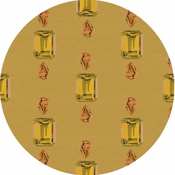 Gem Citrines And Sapphires Gold 16&quot; Round Pebble Placemat Set of 4 - nicolettemayer.com