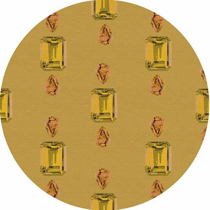 Gem Citrines And Sapphires Gold 16&quot; Round Pebble Placemat Set of 4 - nicolettemayer.com