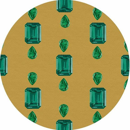 Gem Emeralds Gold 16&quot; Round Pebble Placemat Set of 4 - nicolettemayer.com
