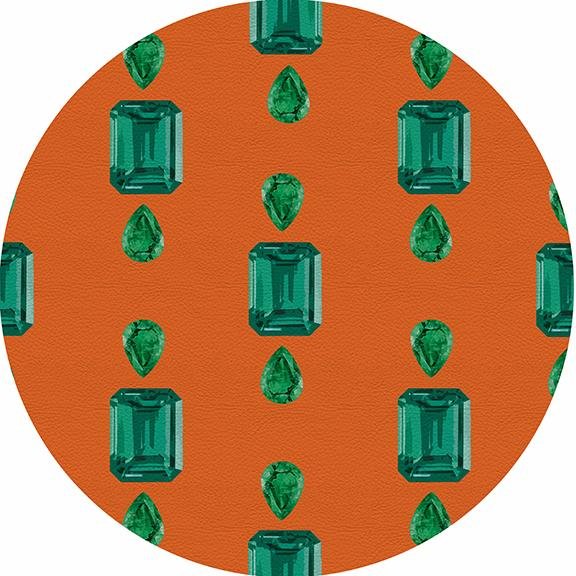 Gem Emeralds Orange 16&quot; Round Pebble Placemat Set of 4 - nicolettemayer.com