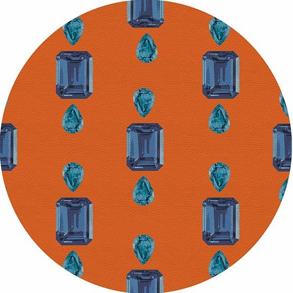 Gem Sapphires Orange 16&quot; Round Pebble Placemat Set of 4 - nicolettemayer.com