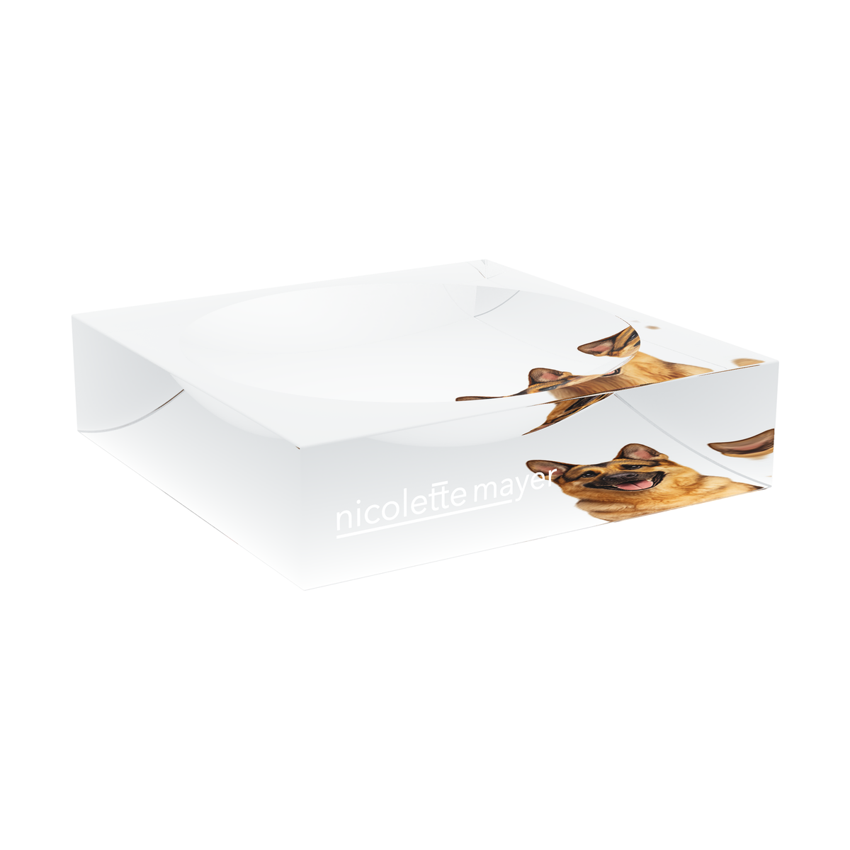 German Shepherd Dog Acrylic Candy Catchall Dish, large dish at an angle, by Nicolette Mayer