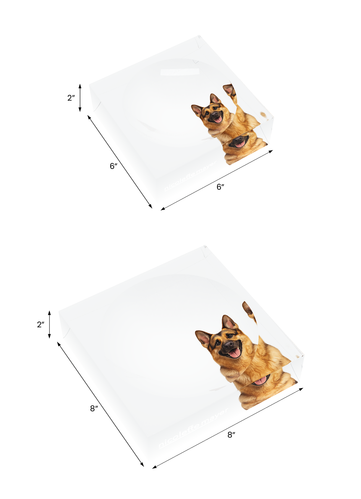 German Shepherd Dog Acrylic Candy Catchall Dish, both sizes, by Nicolette Mayer