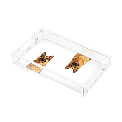 German Shepherd Dog Acrylic Rectangle Tray, right three-quarter, by Nicolette Mayer