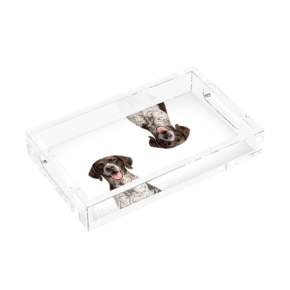 German Shorthaired Pointer Dog Acrylic Rectangle Tray, left three-quarter, by Nicolette Mayer