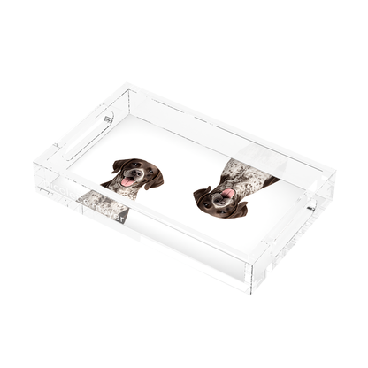 German Shorthaired Pointer Dog Acrylic Rectangle Tray, right three-quarter, by Nicolette Mayer